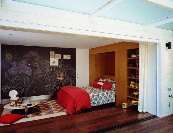 Murphy-Bed-wall-unit-provides-ample-storage-space-in-the-kids-bedroom