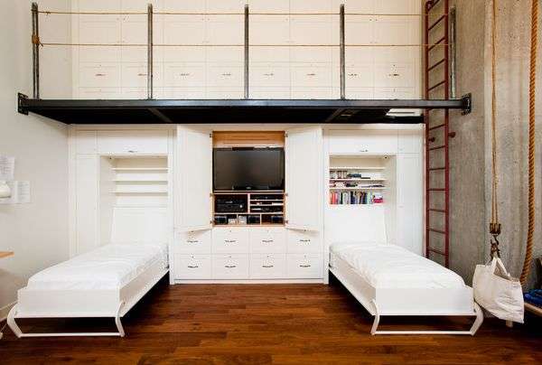 Savvy-custom-wall-unit-with-integrated-twin-Murphy-beds-and-storage-units