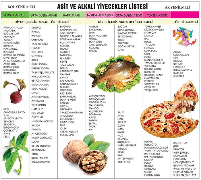 alkali diyet listesi