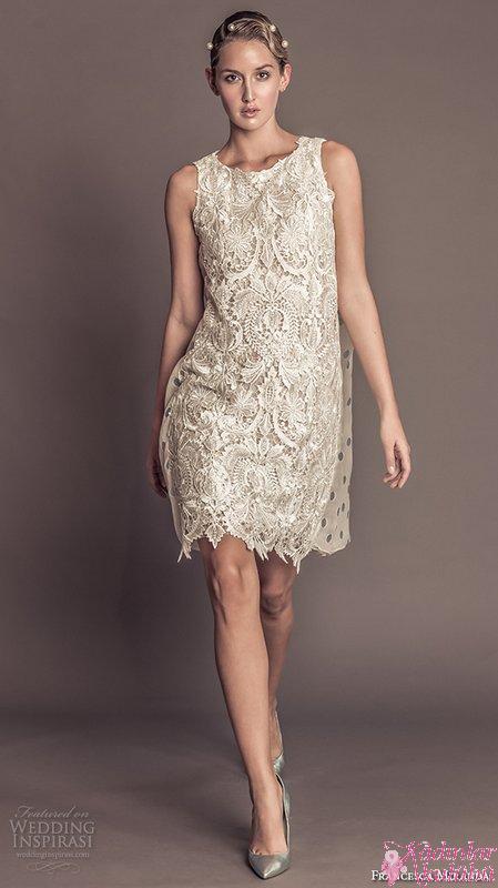francesca-miranda-fall-2016-bridal-sleeveless-jewel-neckline-lace-embroidered-beautiful-shift-short-w