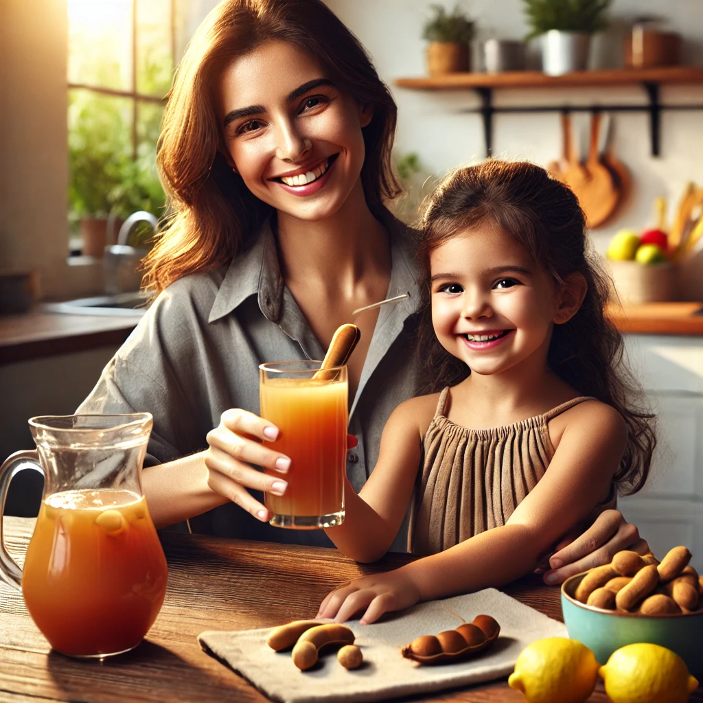 Demirhindi şerbeti içen anne ve kızı.webp