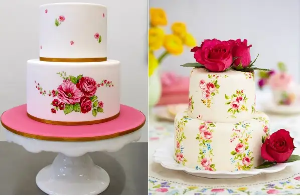 hand-painted-cake-by-Handis-Cakes-left-and-ditsy-rose-cake-by-Nevie-Pie.webp