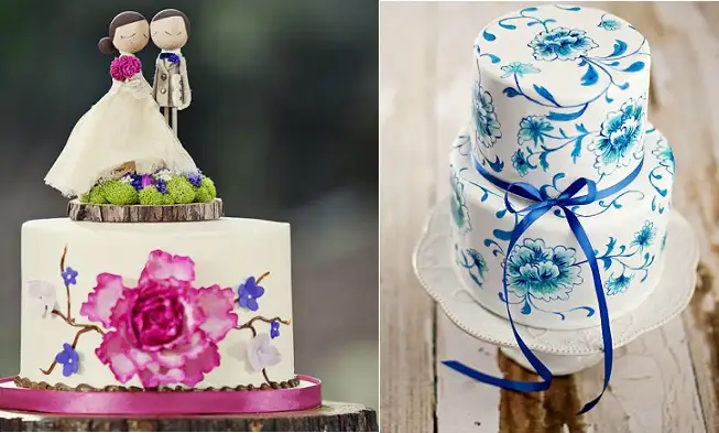 Hand-painted-cakes-by-Charlotte-Wedding-Cake-left-and-Sweetapolita-right.webp