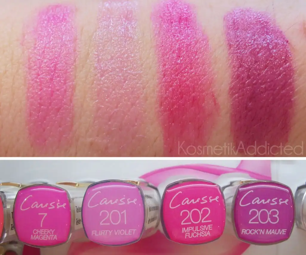 L'Oréal Caresse Lippenstifte 7 201 202 203 Swatches.webp