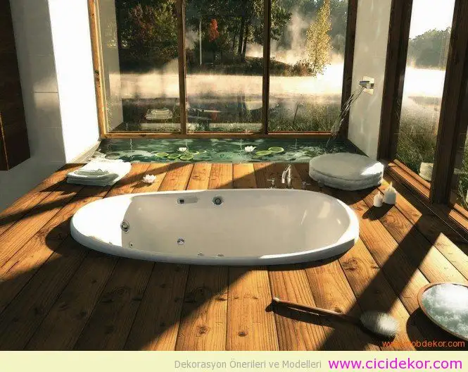 Modern-Banyo-Ahşap-Zemine-Gömme-Küvet.webp