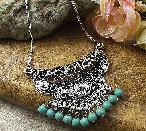 NR141-Gypsy-font-b-Turquoise-b-font-Pendant-Tibetan-Silver-vintage-necklace-snake-chain-font-b.webp