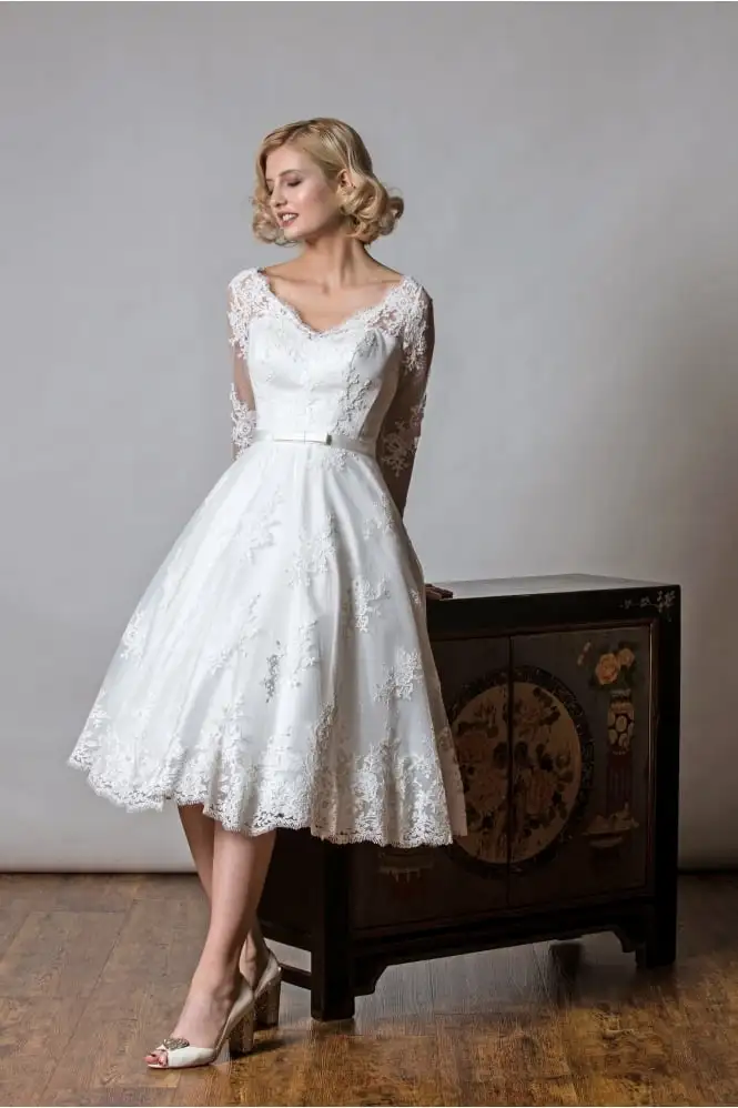rita-mae-size-24-shelley-tea-length-vintage-lace-polka-dot-short-wedding-dress-with-sleeves-p...webp