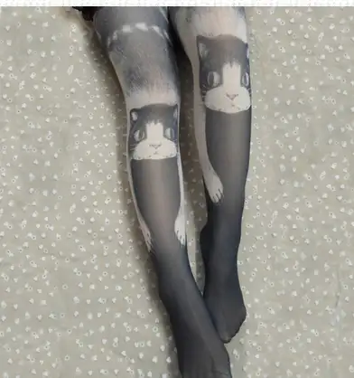 Women Cute Thigh Cat Tail Kitten Stockings Pantyhose Tattoo Tights Leggings New - eBay.webp