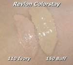 Revlon Colorstay 110 Ivory 150 Buff 4 swatch.JPG