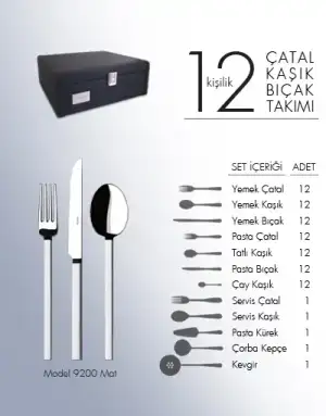 $4. jumbo 12 ki&#351;ilik (9200 model mat) çatal ka&#351;&#305;k b&#305;çak seti.webp