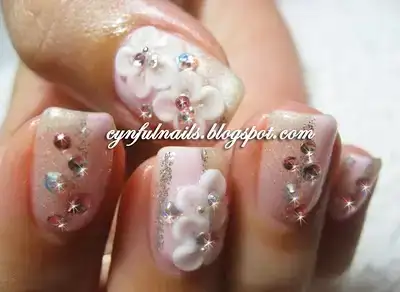 $99357-gel-pink-silver-stripes-floral-closeup.webp