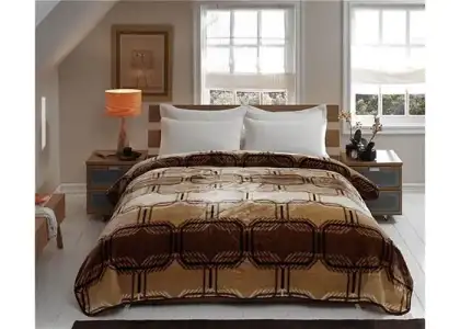 $en yeni model dinarsu kahverengi cift kisilik battaniye modeli.webp