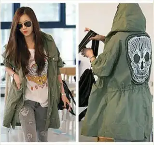 $New-Female-Military-Parka-Button-Trench-Skull-Back-Hooded-Jacket-Coat.webp