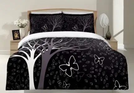 $Papillon Siyah Saten Nevresim Tak&#305;m&#305;.webp