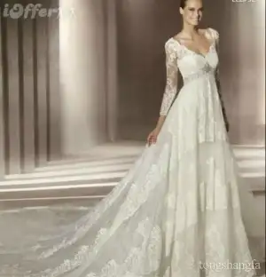 $charming-v-neck-3-4-long-sleeve-bride-wedding-dress-new-b315.webp