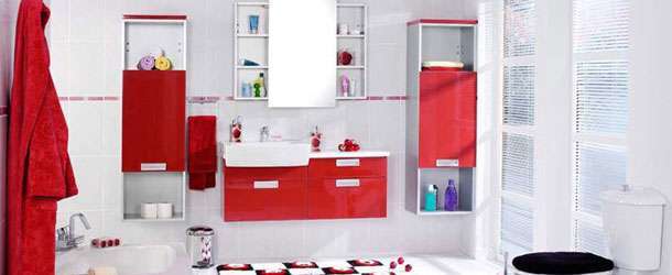 En Şık Kırmızı Banyo Dekorasyon Modelleri