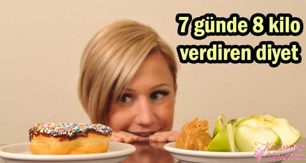 7 günde 8 kilo verdiren diyet