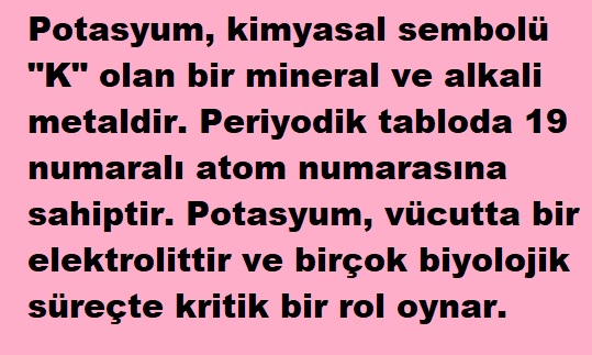 potasyum nedir?
